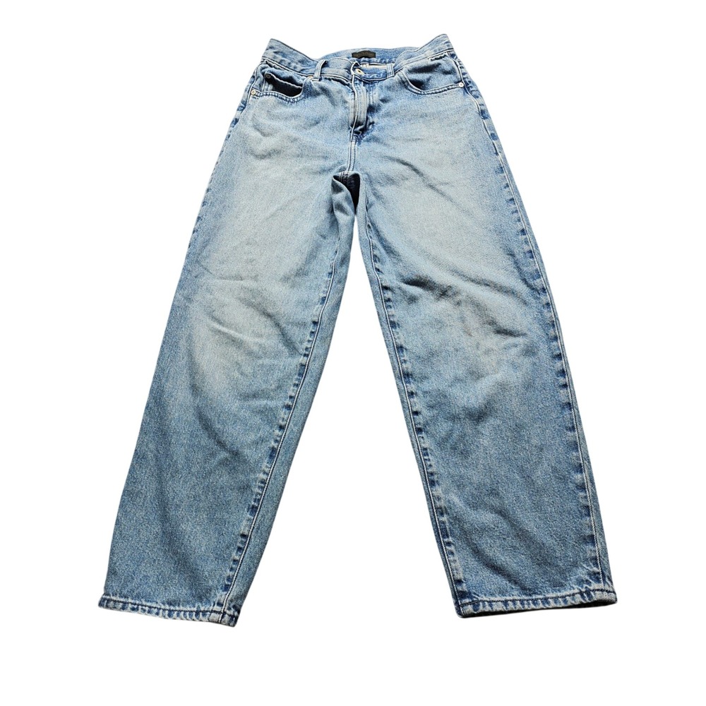 Uniqlo Baggy Fit Jeans Womens 28 Blue Denim High Rise Wide Leg Casual 4917